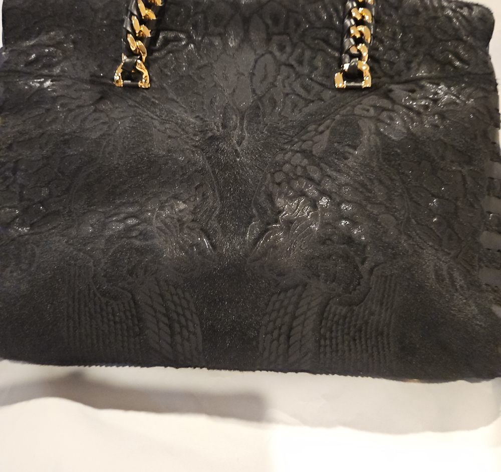 Roberto Cavalli Black Bag with Gold Chain